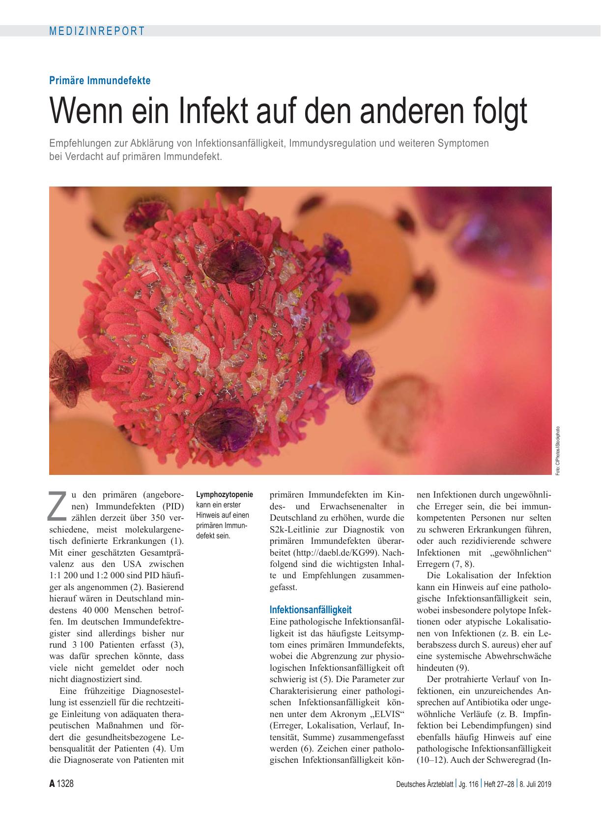 Vorschauseite 1: Primäre Immundefekte: Wenn ein Infekt auf den anderen folgt