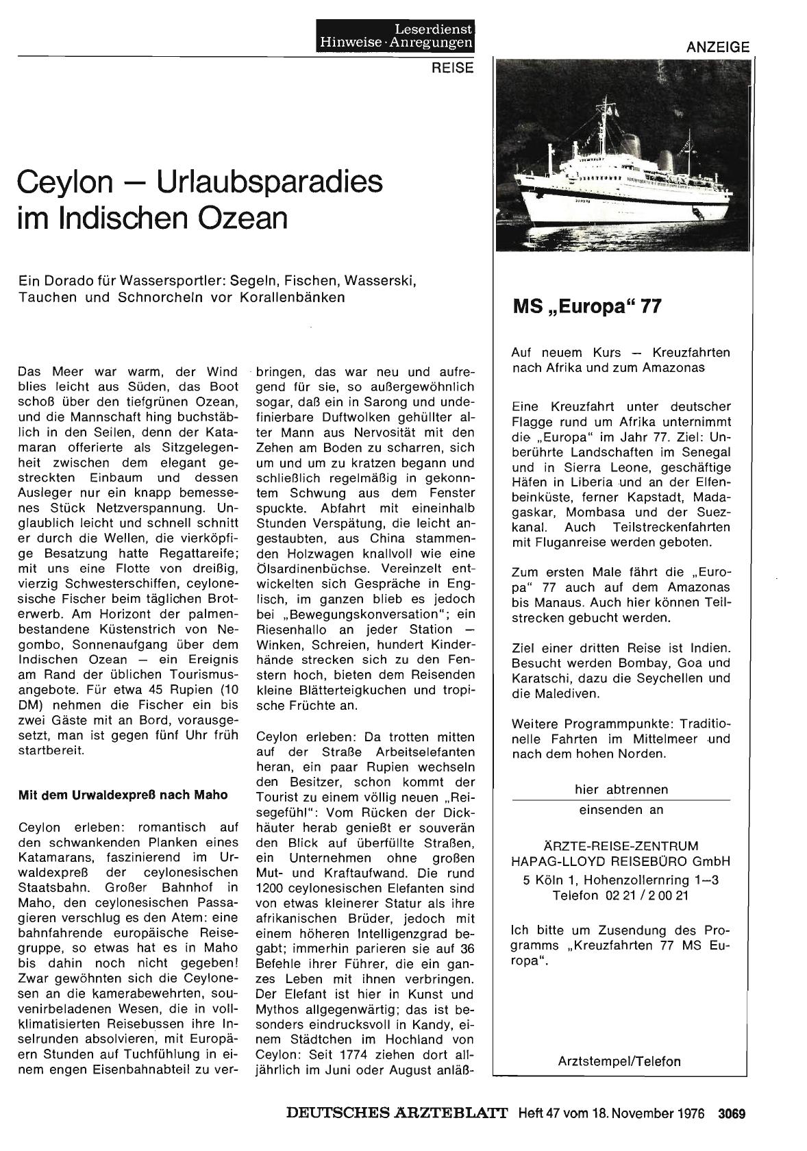 Vorschauseite 1: Ceylon — Urlaubsparadies im Indischen Ozean: Ein Dorado für Wassersportler: Segeln, Fischen, Wasserski, Tauchen und Schnorcheln vor Korallenbänken