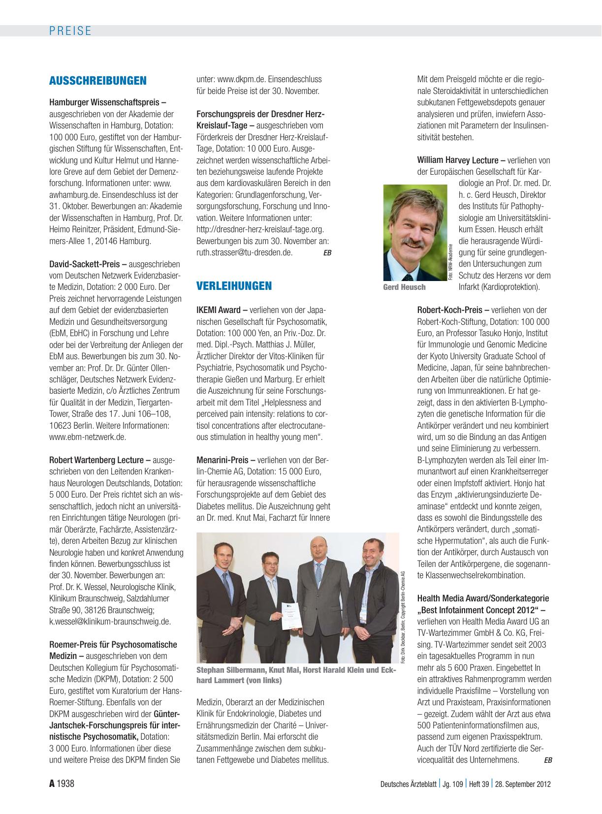 Vorschauseite 1: Verleihungen