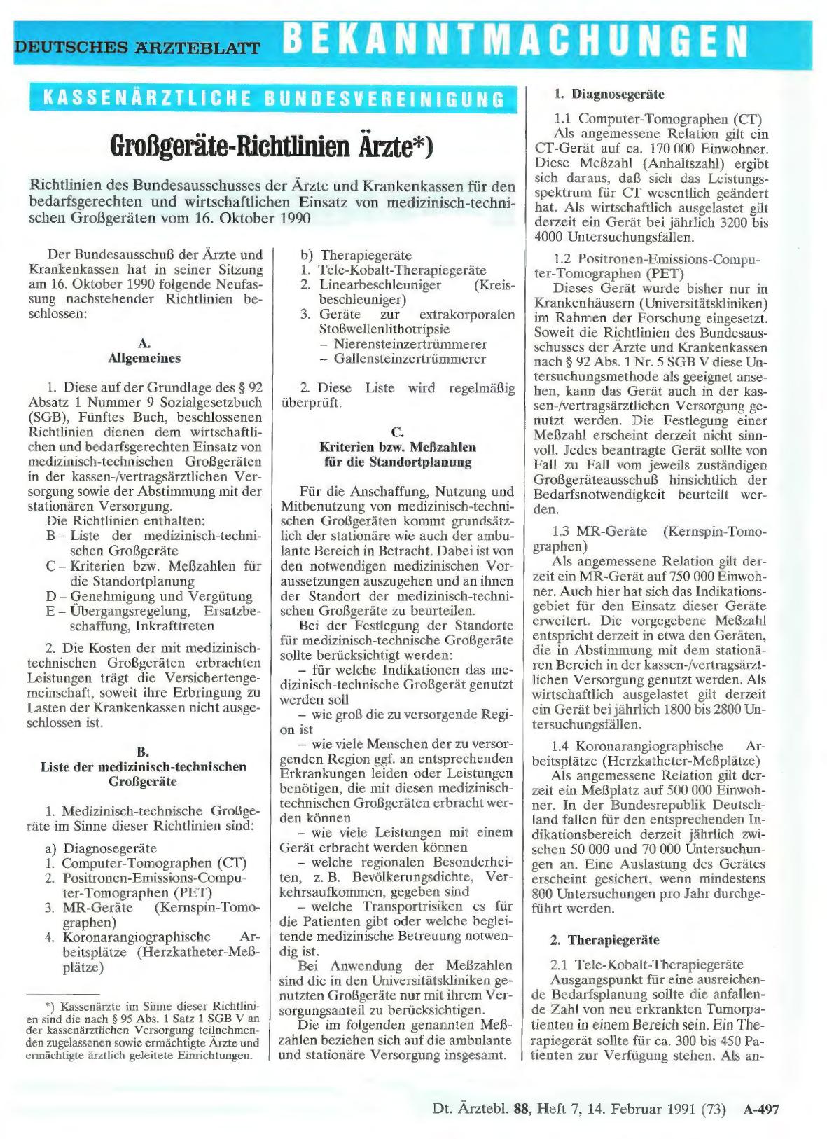 Vorschauseite 1: Großgeräte-Richtlinien Ärzte