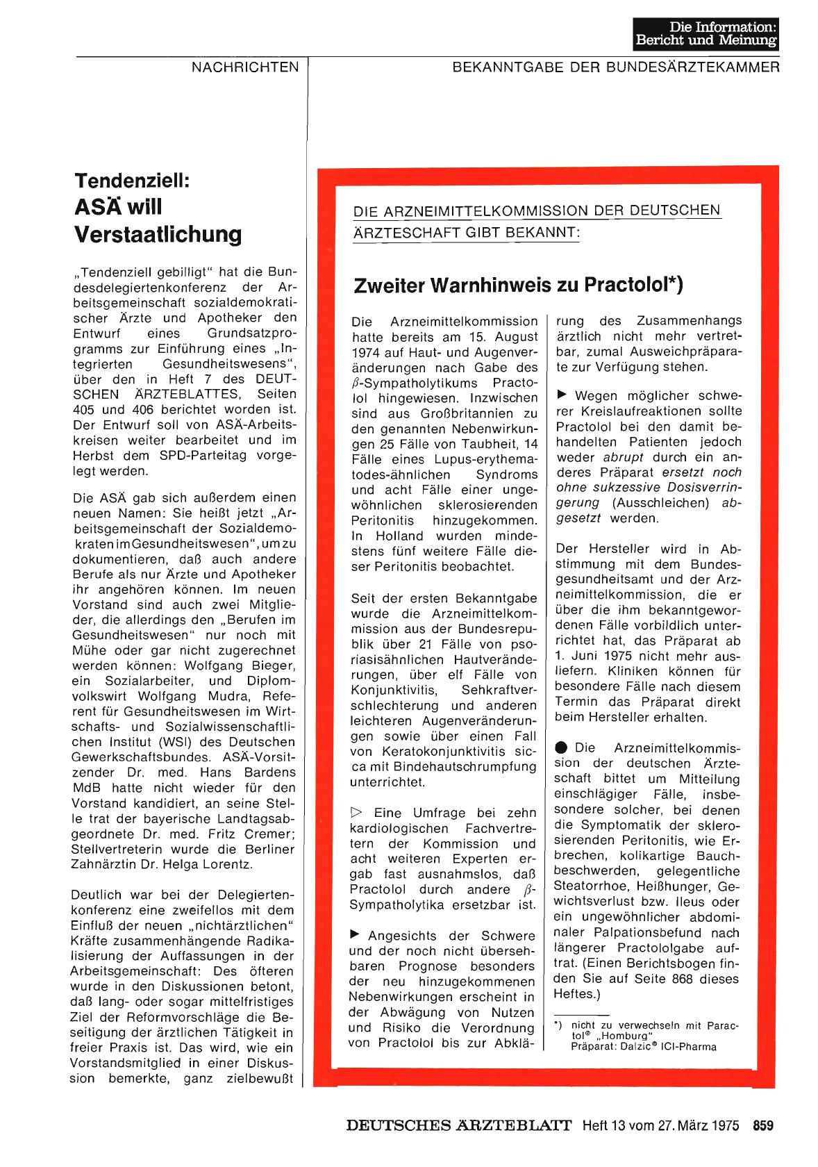 Vorschauseite 1: Tendenziell: ASÄ will Verstaatlichung