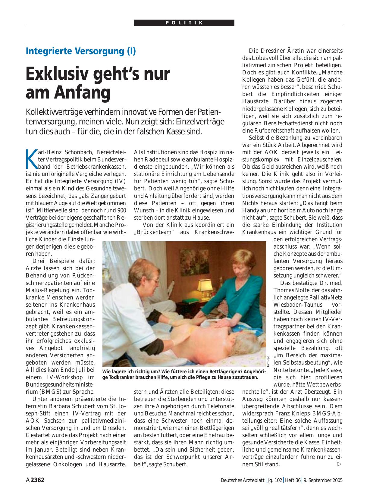 Vorschauseite 1: Integrierte Versorgung (I): Exklusiv geht’s nur am Anfang
