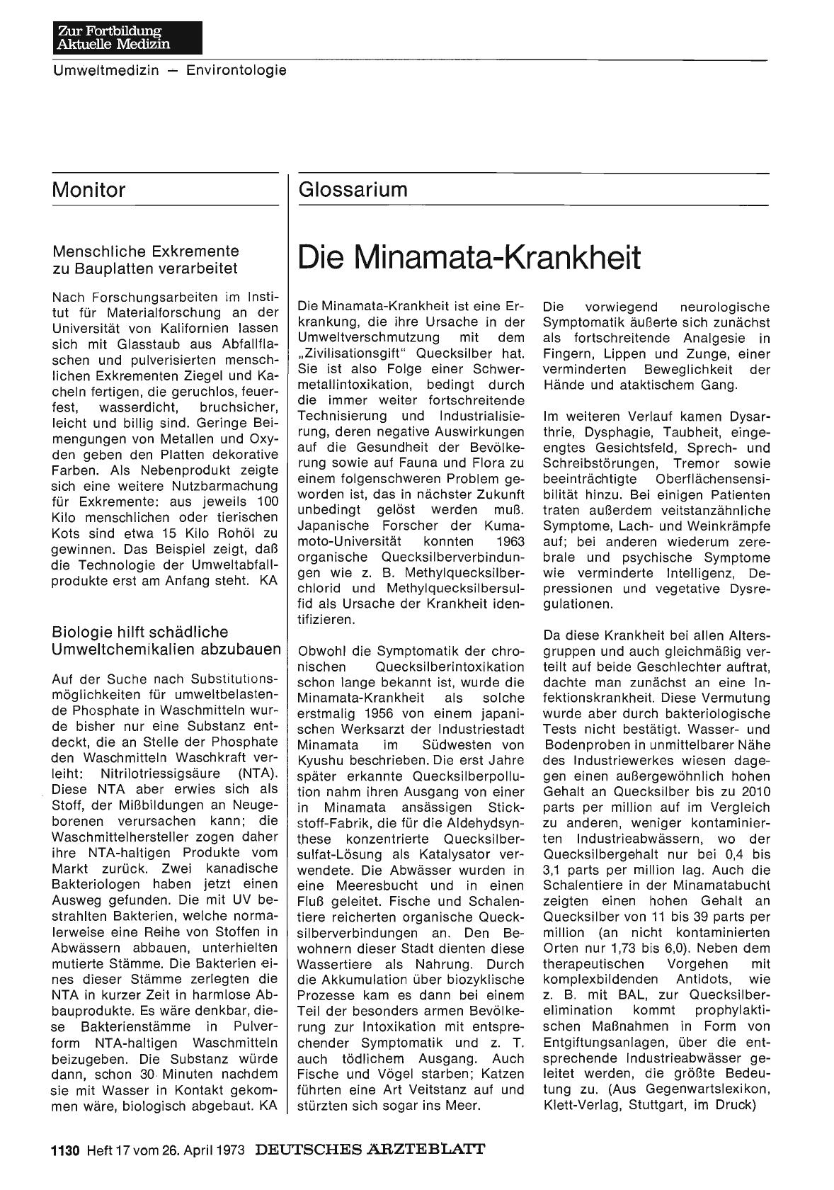 Vorschauseite 1: Glossarium: Die Minamata-Krankheit