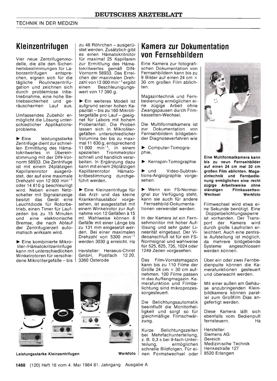 Vorschauseite 1: Kamera zur Dokumentation von Fernsehbildern