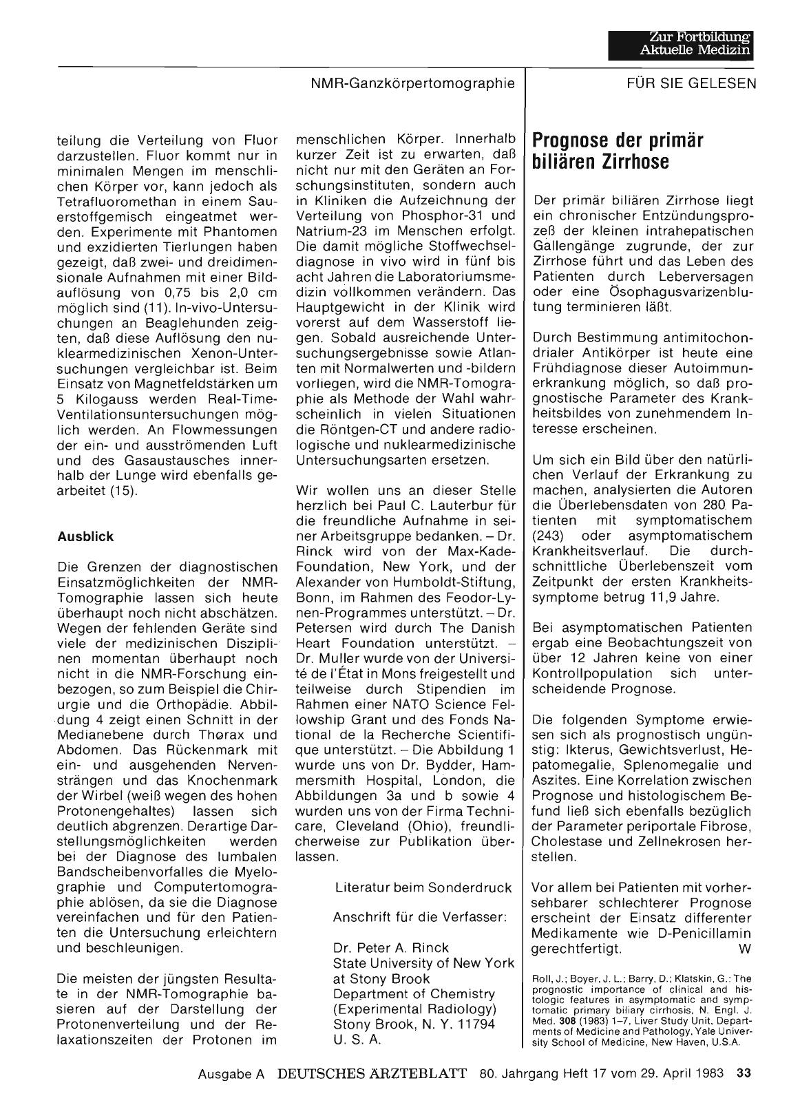 Vorschauseite 1: Prognose der primär biliären Zirrhose