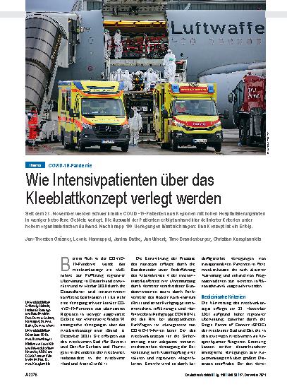 Vorschauseite 1: COVID-19-Pandemie: Wie Intensivpatienten über das Kleeblattkonzept verlegt werden