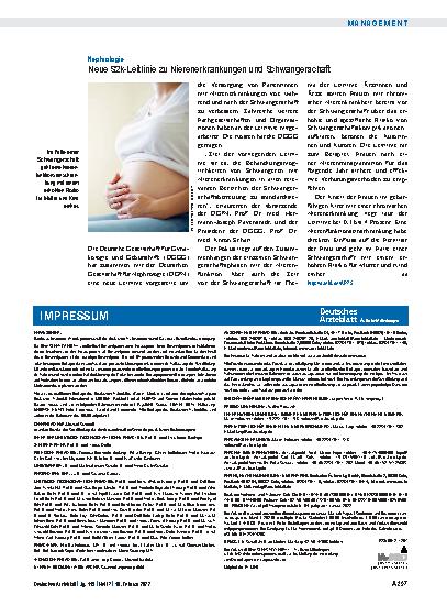Vorschauseite 1: Nephrologie: Neue S2k-Leitlinie zu Nierenerkrankungen und Schwangerschaft