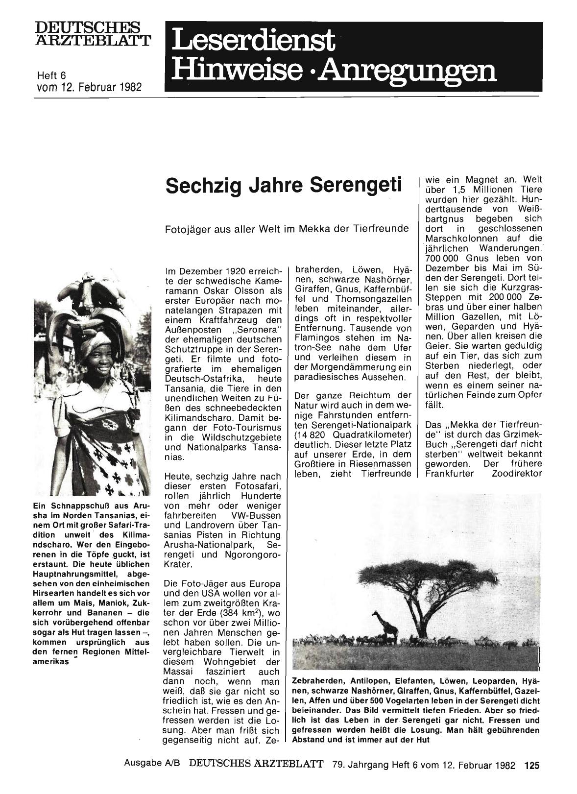 Vorschauseite 1: Sechzig Jahre Serengeti