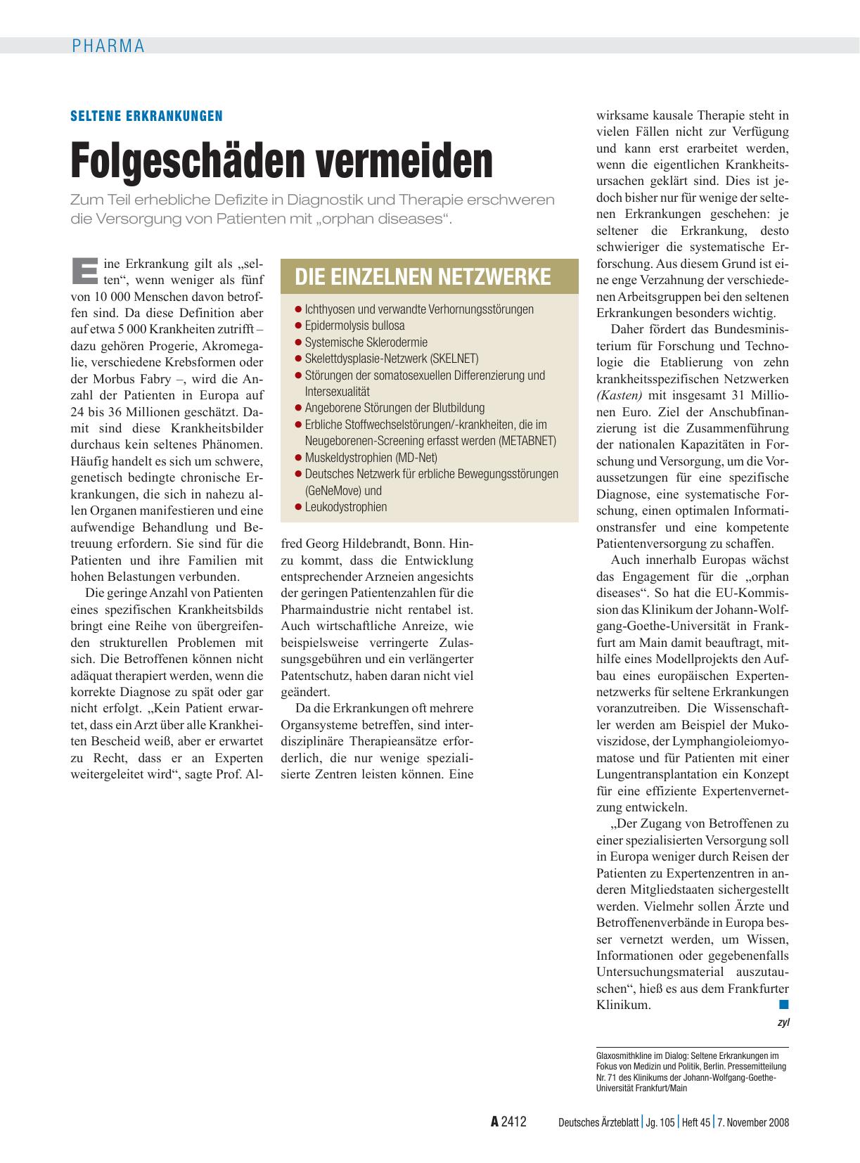 Vorschauseite 1: Seltene Erkrankungen: Folgeschäden vermeiden
