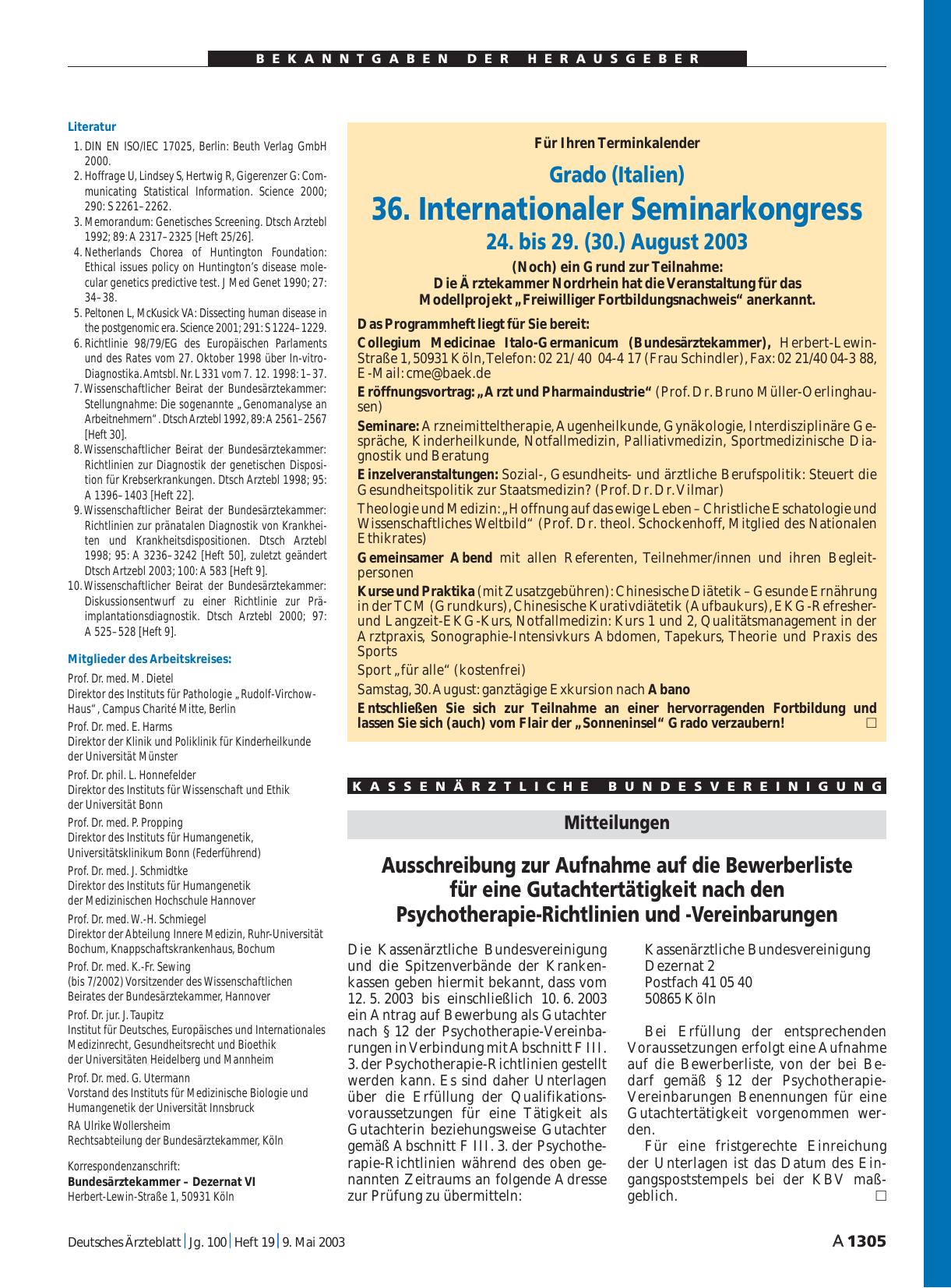 Vorschauseite 1: 36. Internationaler Seminarkongress