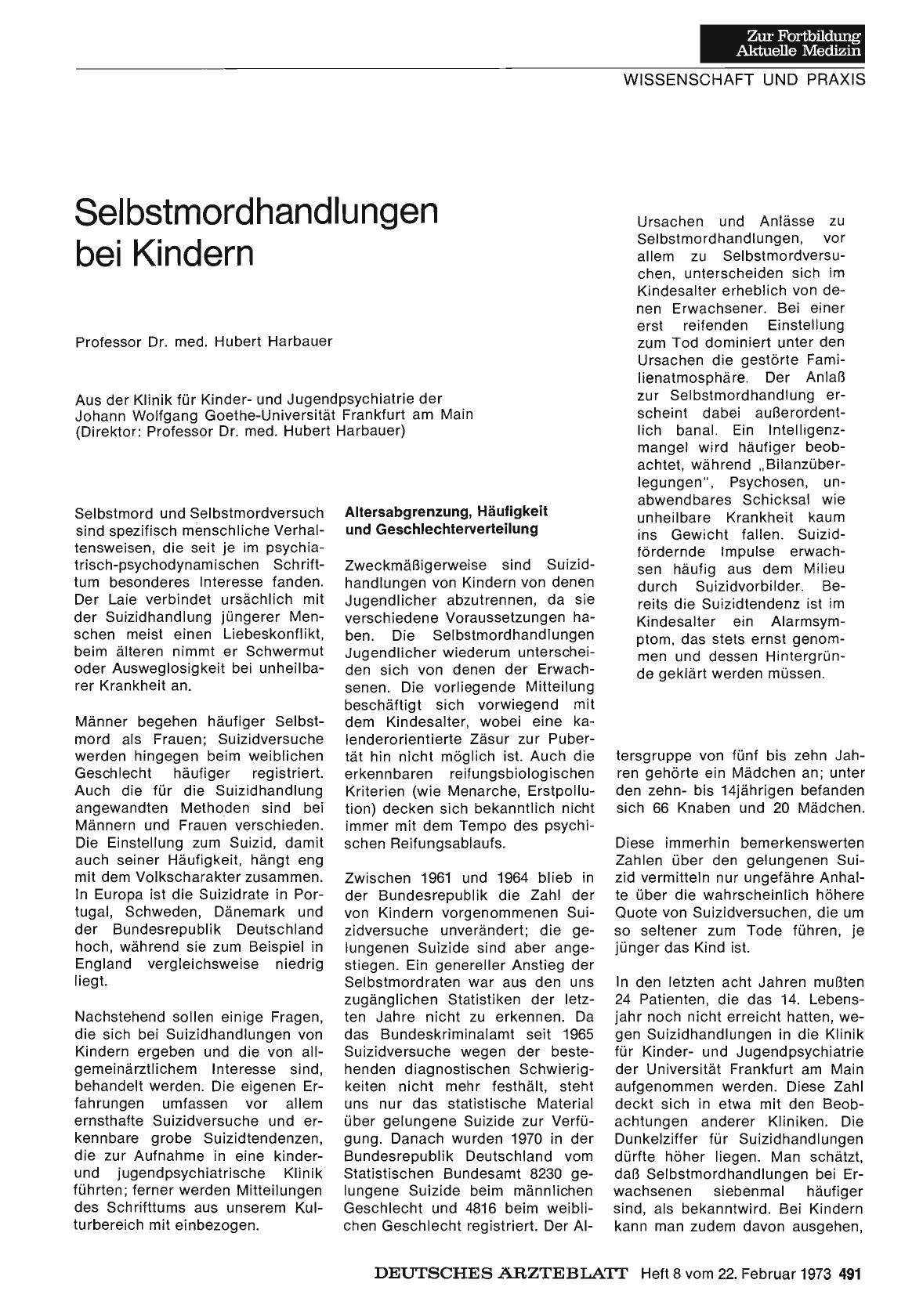 Vorschauseite 1: Selbstmordhandlungen bei Kindern