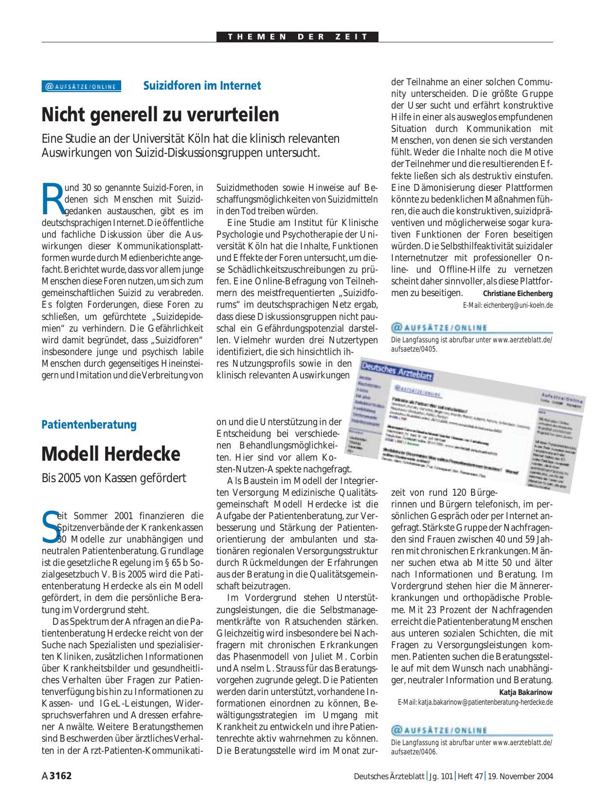 Vorschauseite 1: Patientenberatung: Modell Herdecke