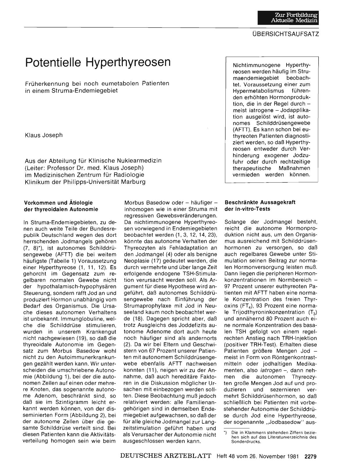 Vorschauseite 1: Potentielle Hyperthyreosen
