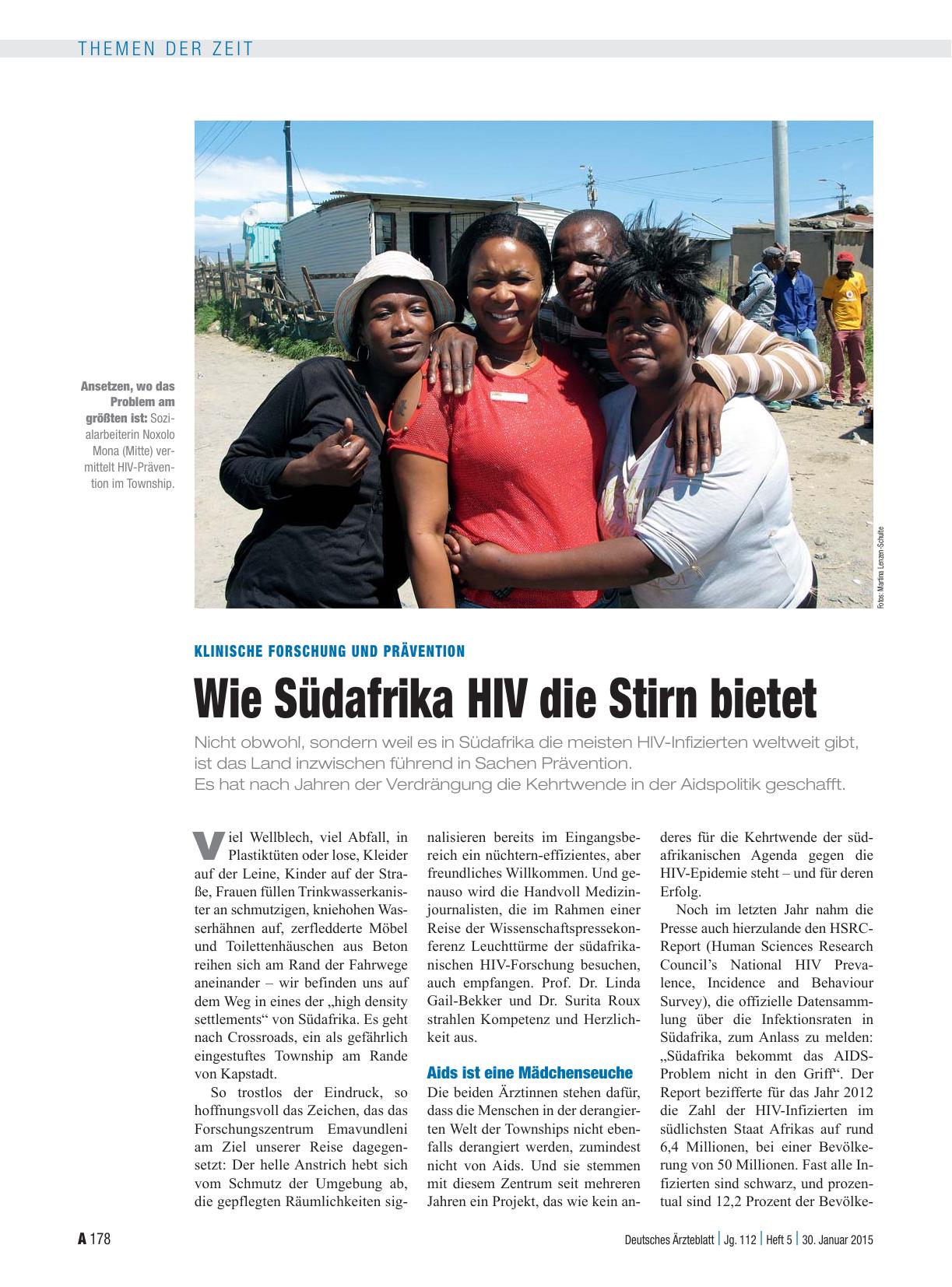 Vorschauseite 1: Klinische Forschung und Prävention: Wie Südafrika HIV die Stirn bietet