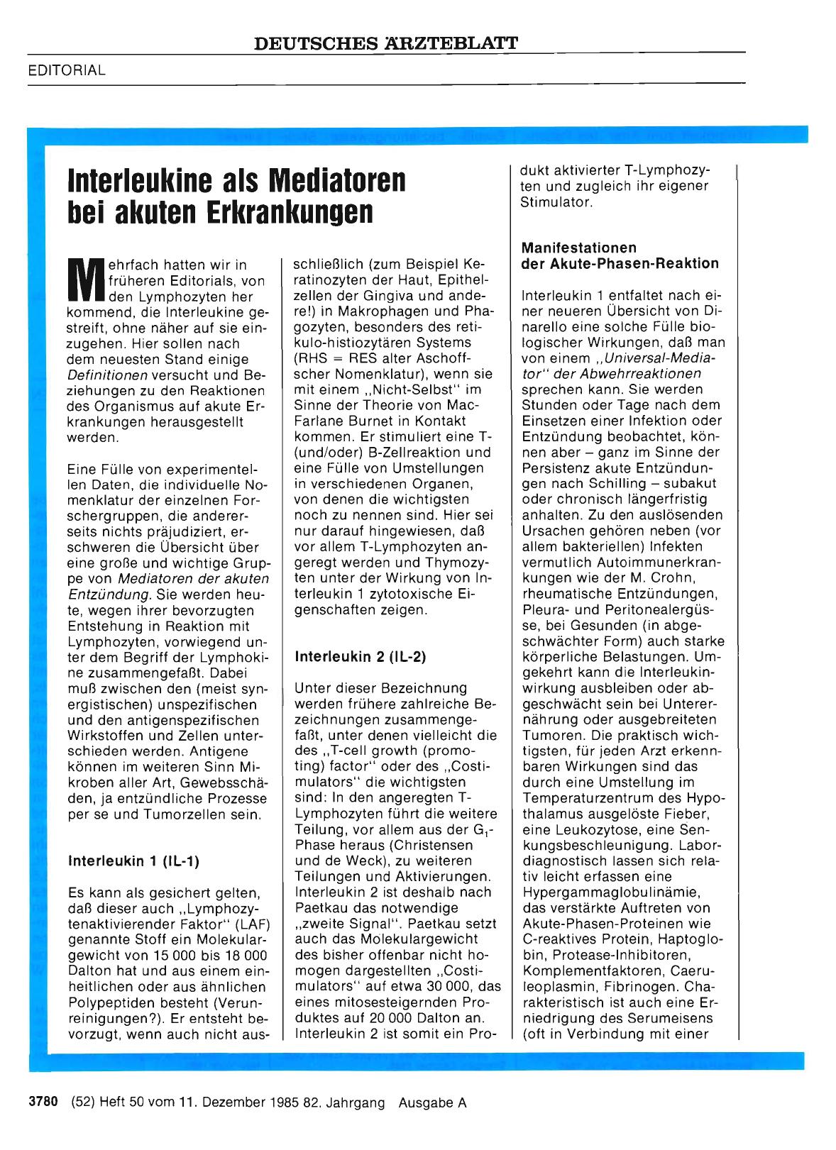 Vorschauseite 1: Interleukine als Mediatoren bei akuten Erkrankungen
