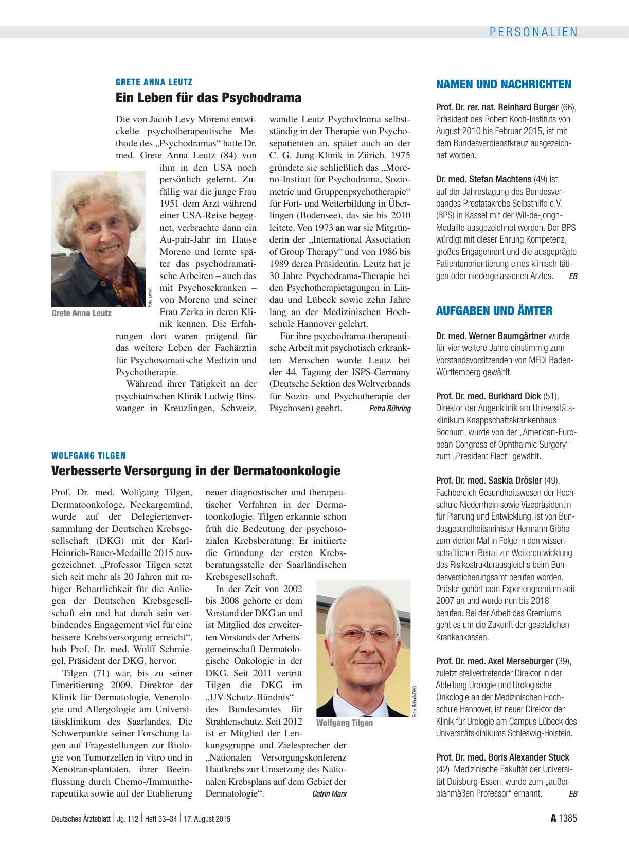 Vorschauseite 1: Wolfgang Tilgen: Verbesserte Versorgung in der Dermatoonkologie