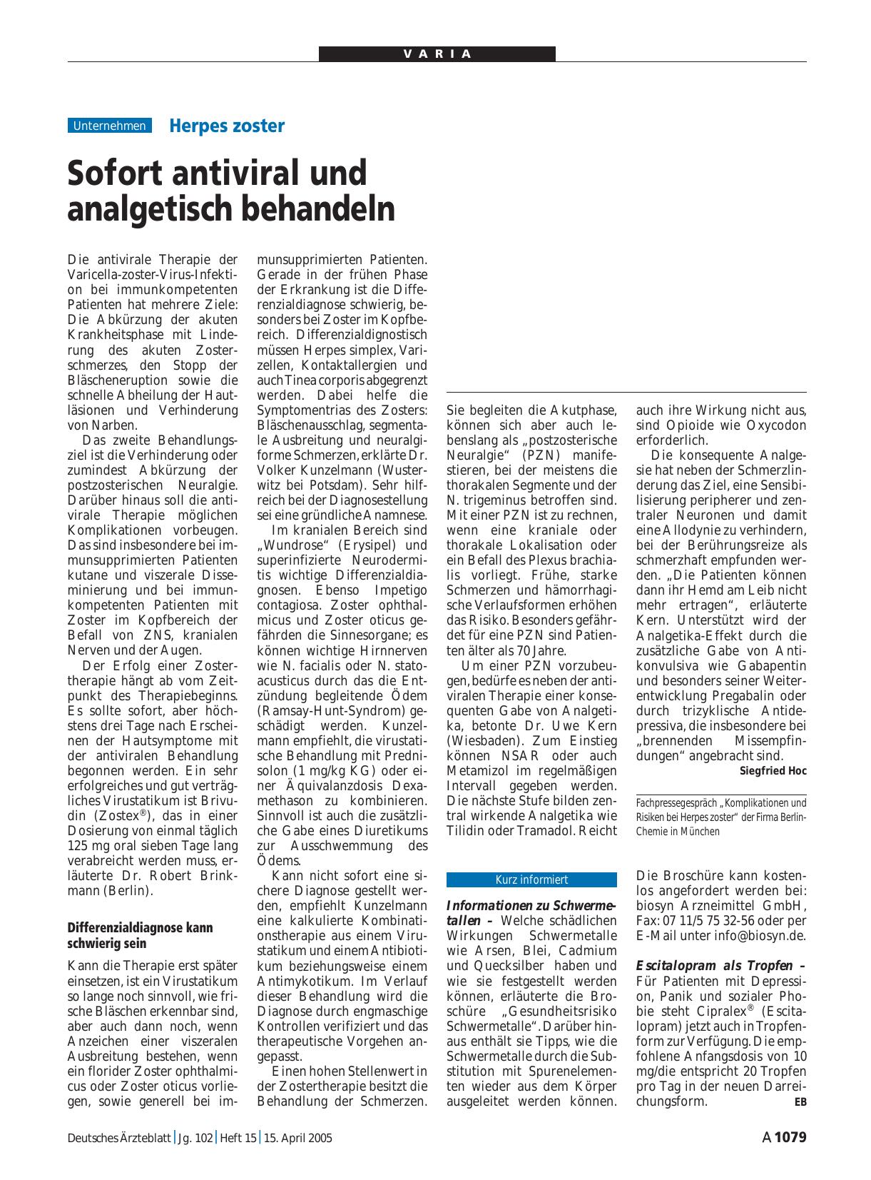 Vorschauseite 1: Escitalopram als Tropfen