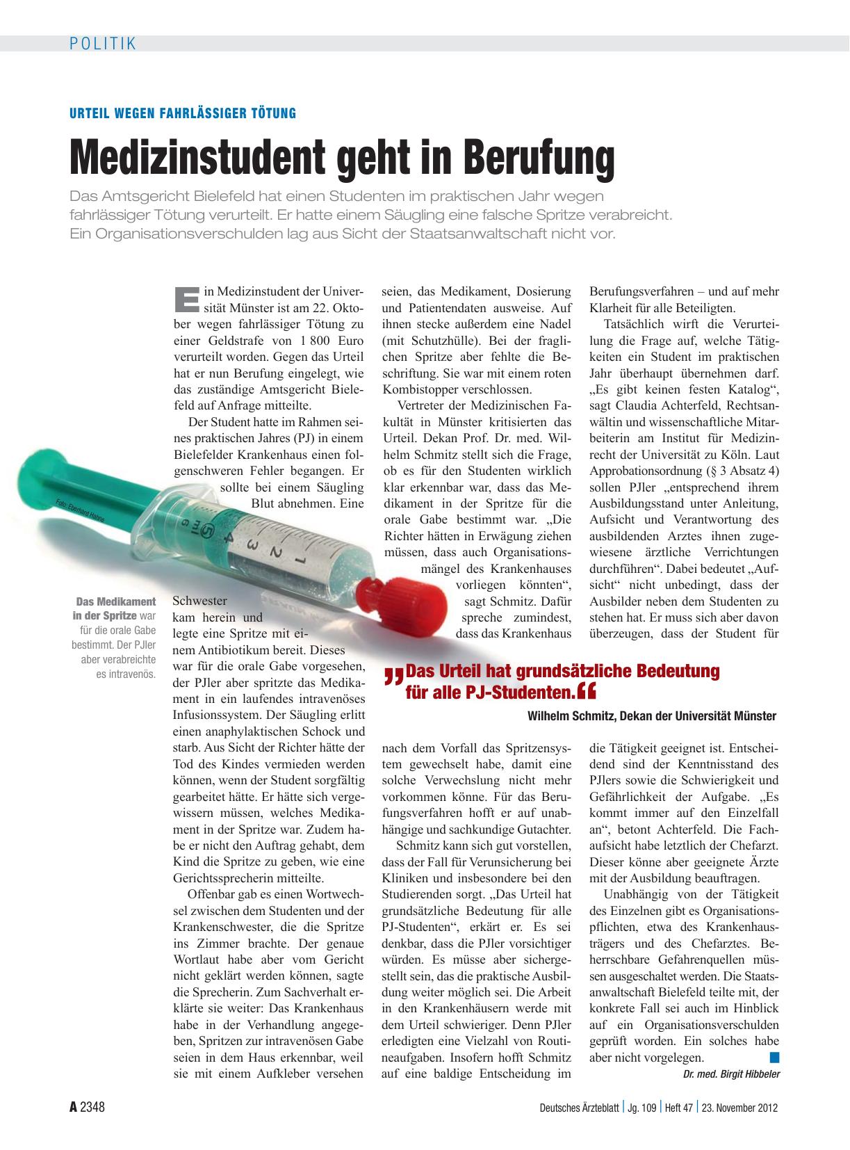 Vorschauseite 1: Urteil wegen fahrlässiger Tötung: Medizinstudent geht in Berufung