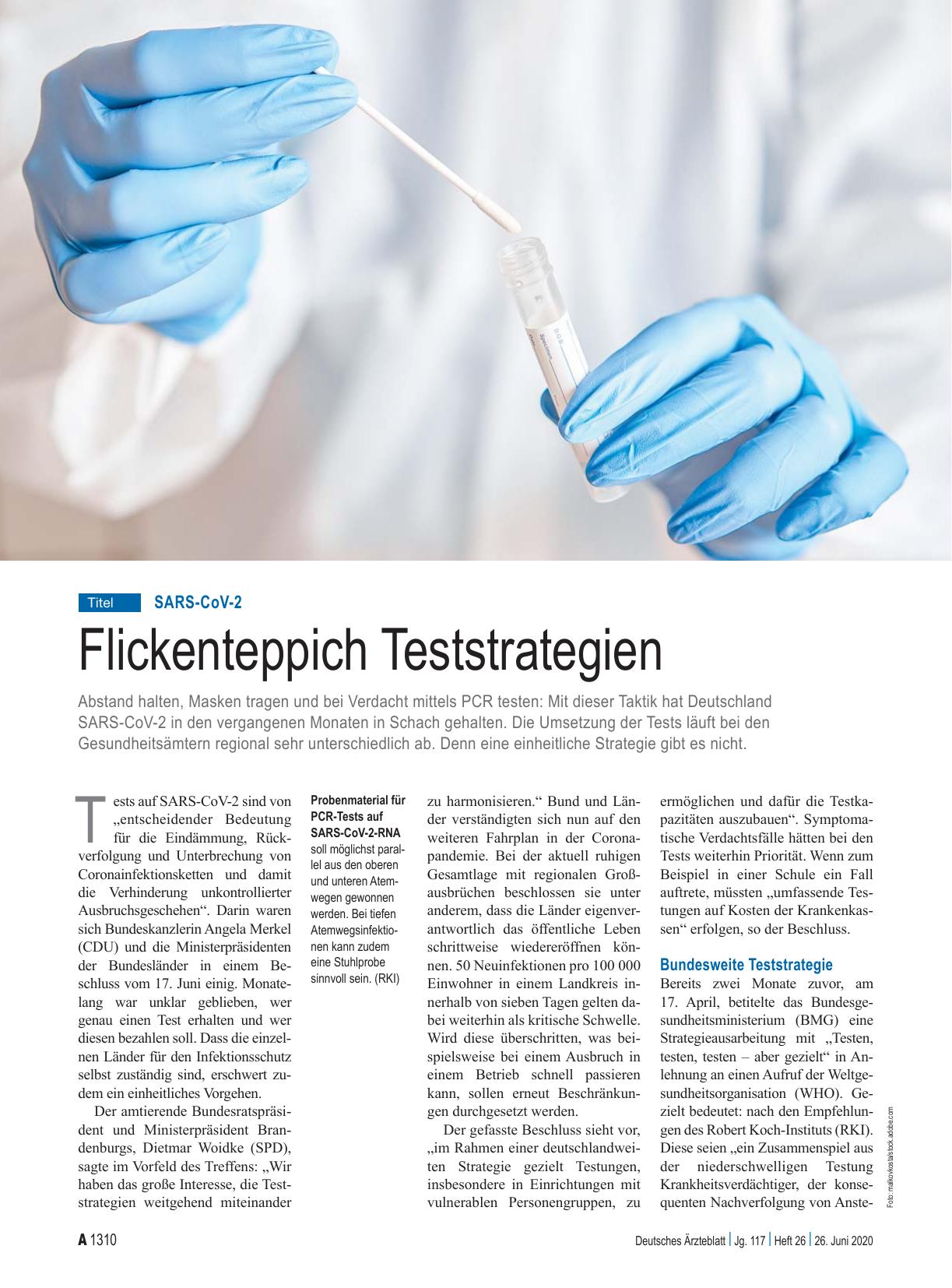 Vorschauseite 1: SARS-CoV-2: Flickenteppich Teststrategien