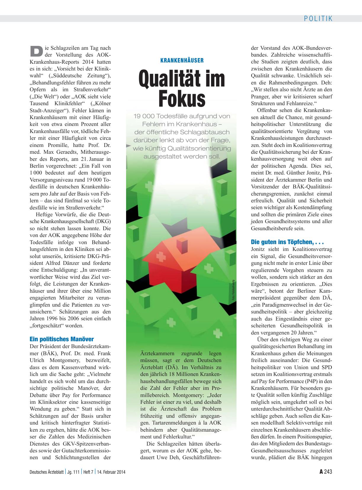 Vorschauseite 1: Krankenhäuser: Qualität im Fokus