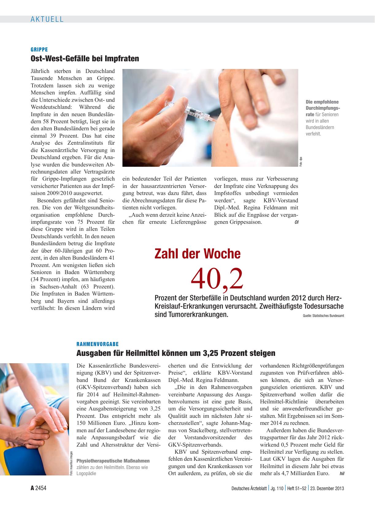 Vorschauseite 1: Grippe: Ost-West-Gefälle bei Impfraten