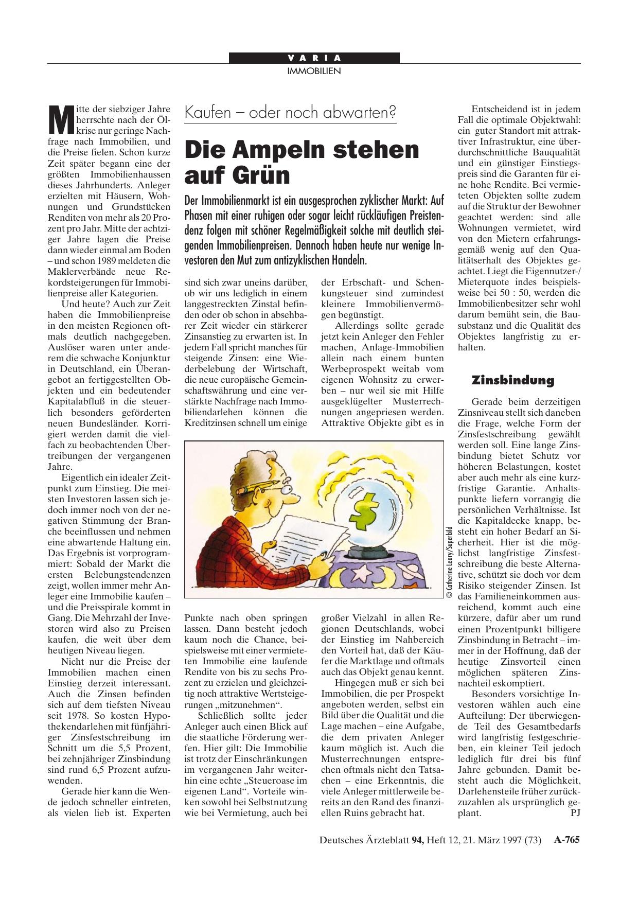 Vorschauseite 1: Kaufen – oder noch abwarten? Die Ampeln stehen auf Grün