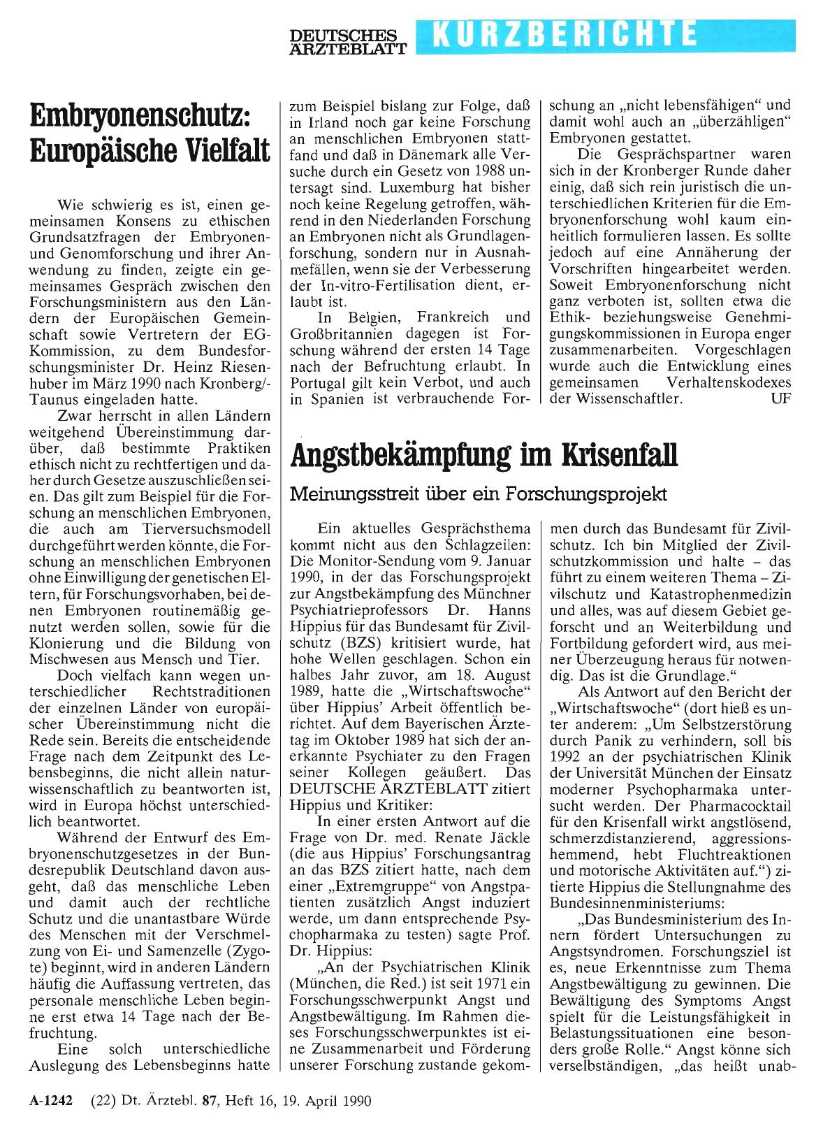 Vorschauseite 1: Angstbekämpfung im Krisenfall: Meinungsstreit über ein Forschungsprojekt