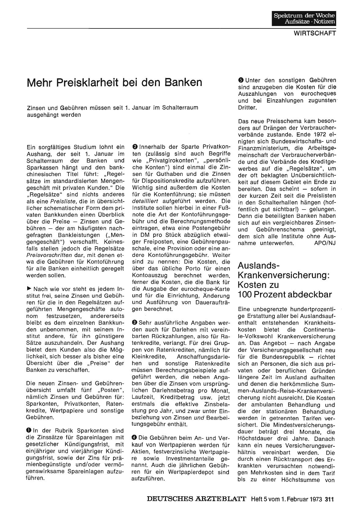 Vorschauseite 1: Mehr Preisklarheit bei den Banken: Zinsen und Gebühren müssen seit 1. Januar im Schalterraum ausgehängt werden