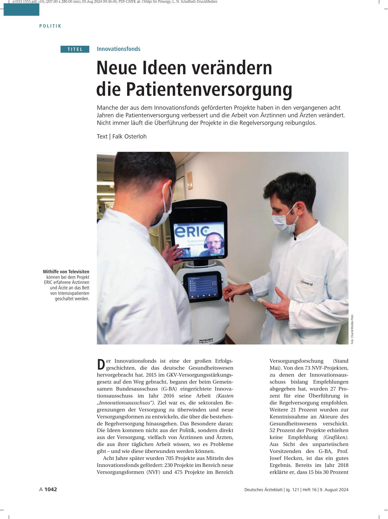 Vorschauseite 1: Innovationsfonds: Neue Ideen verändern die Patientenversorgung