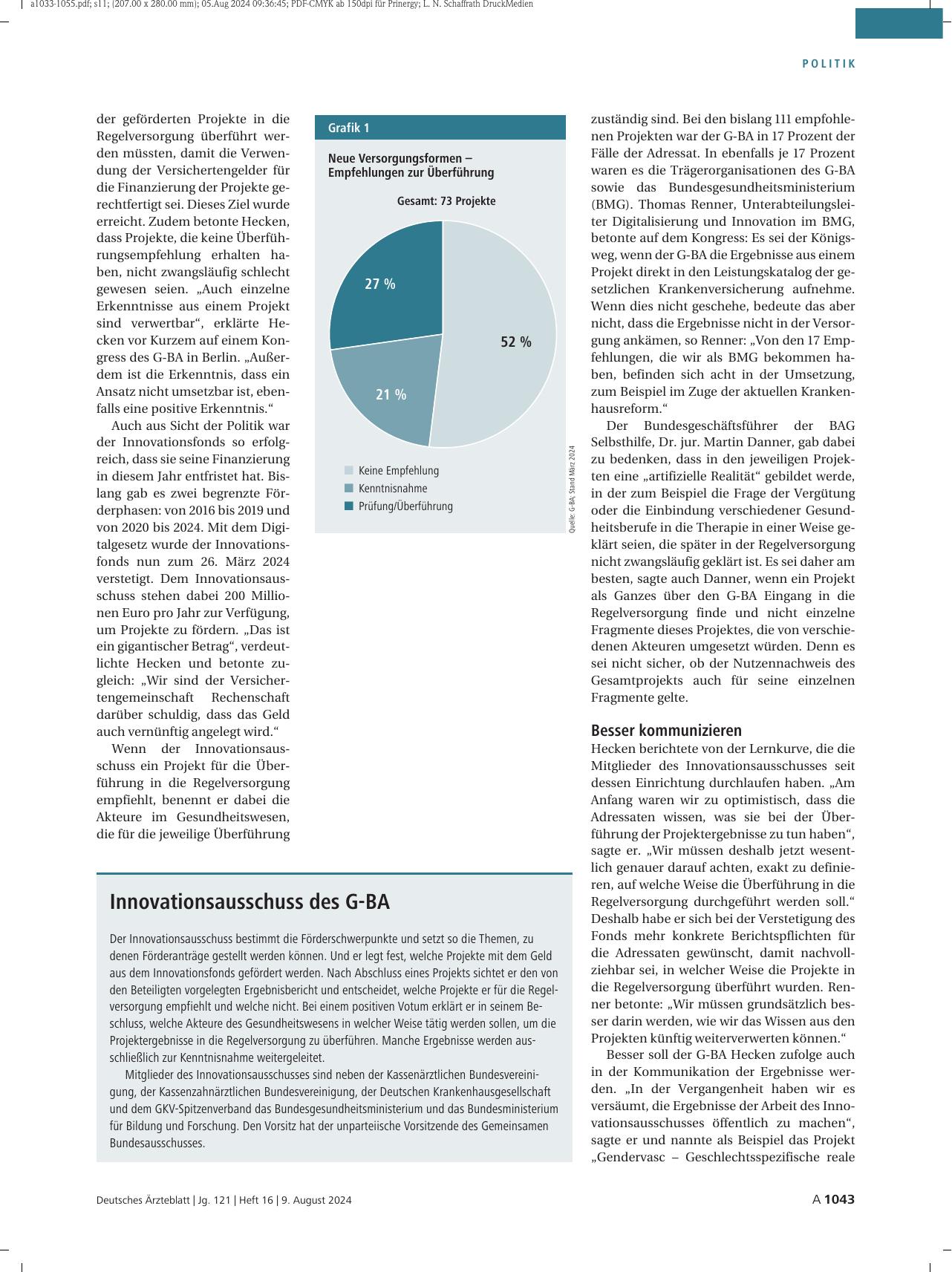 Vorschauseite 2: Innovationsfonds: Neue Ideen verändern die Patientenversorgung