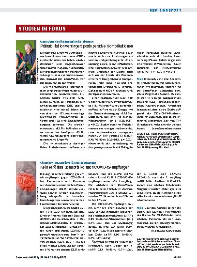 Vorschauseite 1: Operationen bei kolorektalen Karzinomen: Prähabilitation verringert postoperative Komplikationen