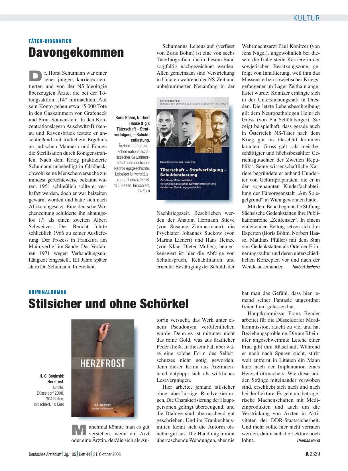 Vorschauseite 1: Täter-Biografien: Davongekommen