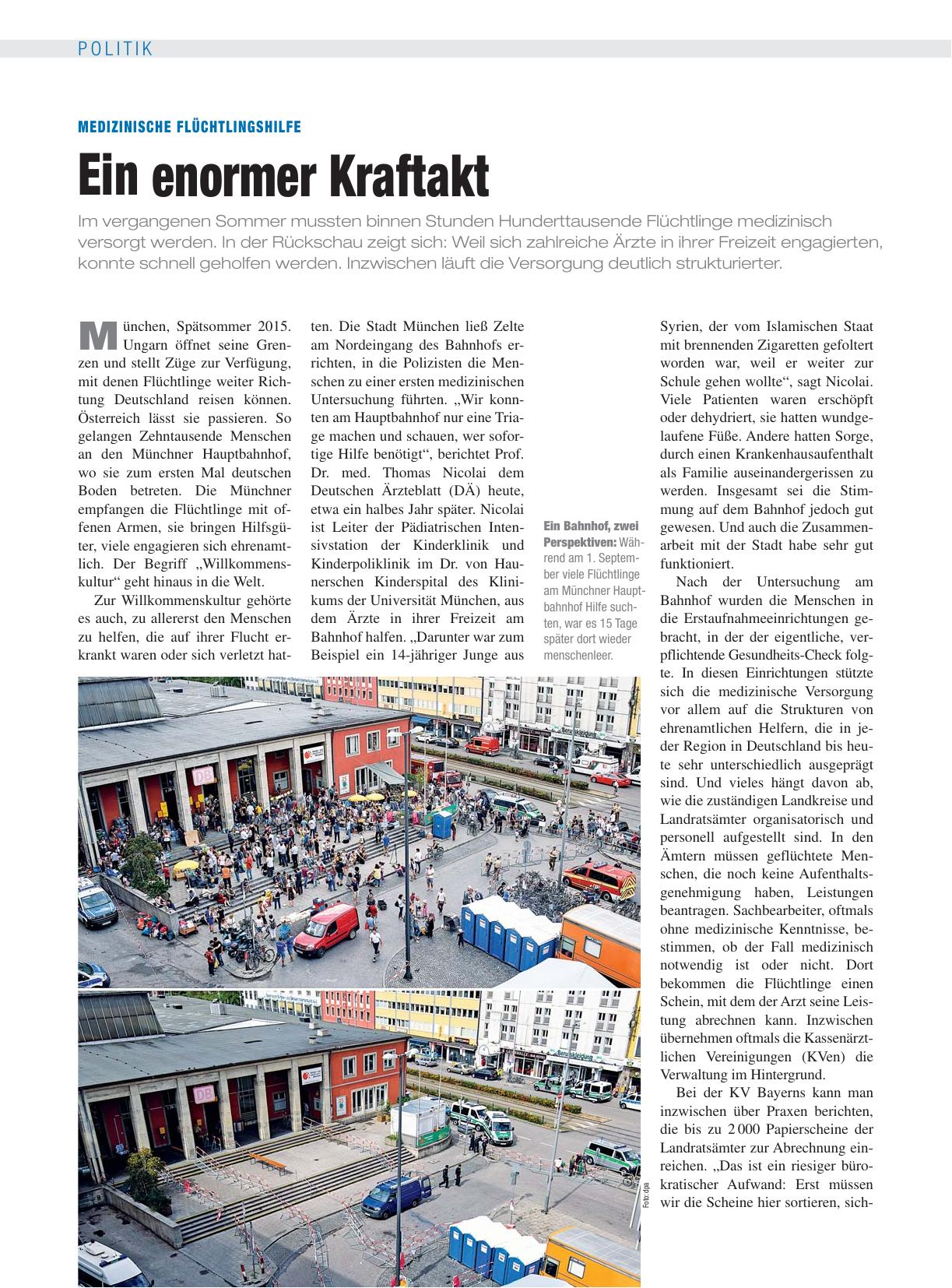 Vorschauseite 1: Medizinische Flüchtlingshilfe: Ein enormer Kraftakt