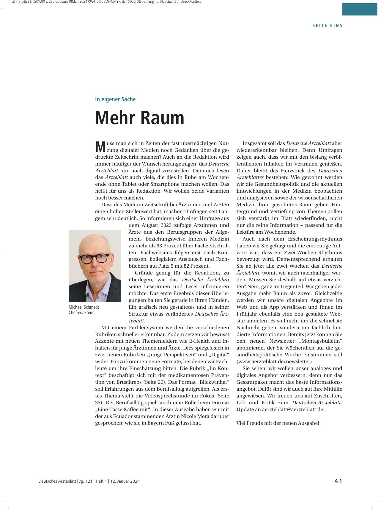 Vorschauseite 1: In eigener Sache: Mehr Raum