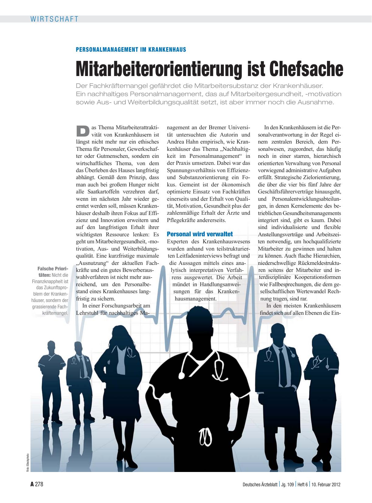 Vorschauseite 1: Personalmanagement im Krankenhaus: Mitarbeiterorientierung ist Chefsache