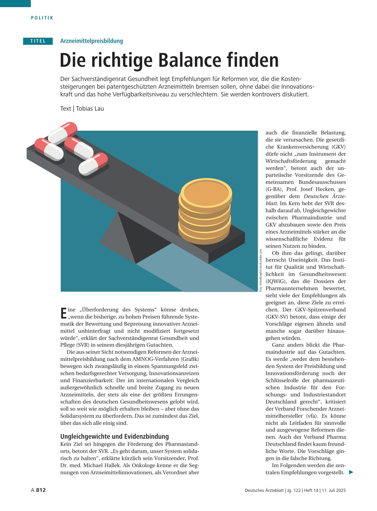 Vorschauseite 1: Arzneimittelpreisbildung: Die richtige Balance finden