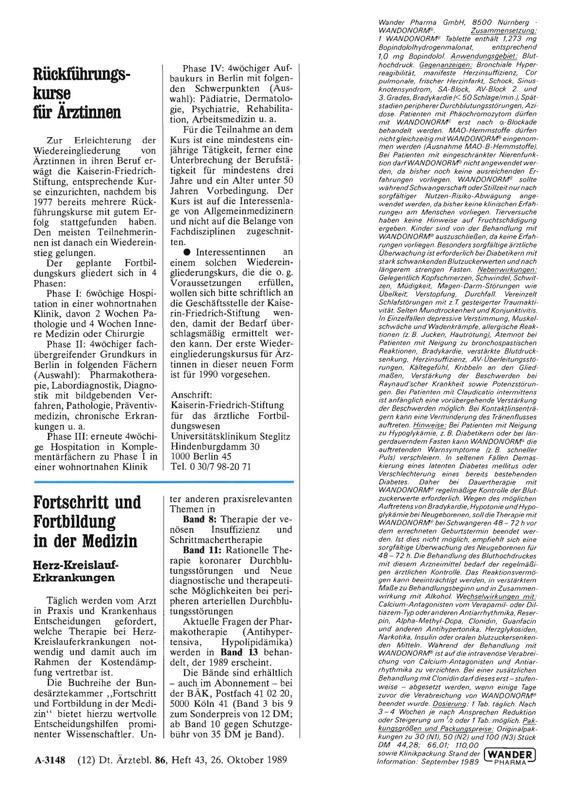 Vorschauseite 1: Rückführungskurse für Ärztinnen