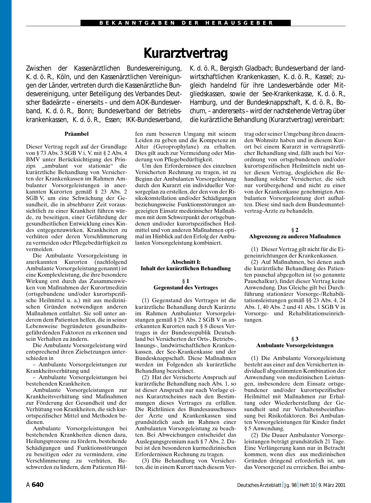 Vorschauseite 1: Kurarztvertrag