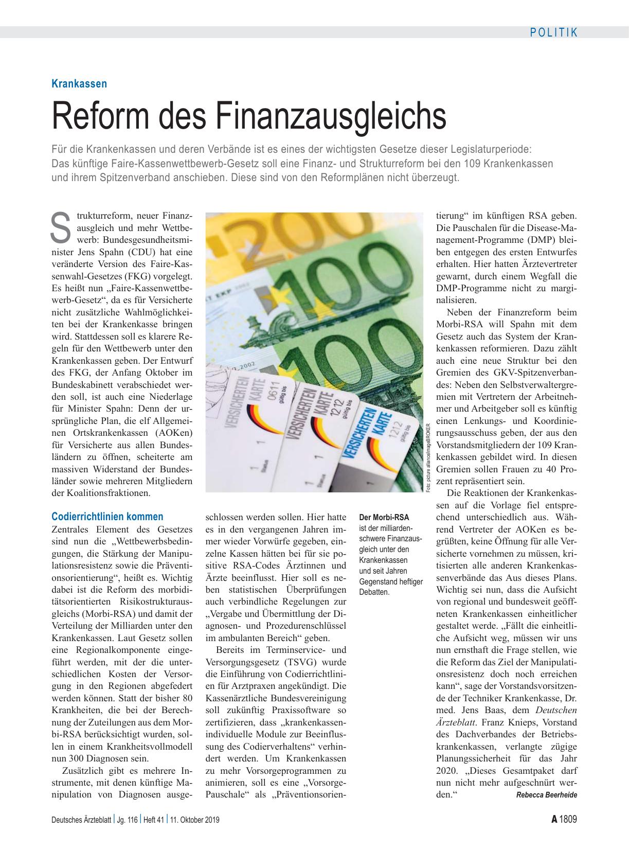 Vorschauseite 1: Krankassen: Reform des Finanzausgleichs