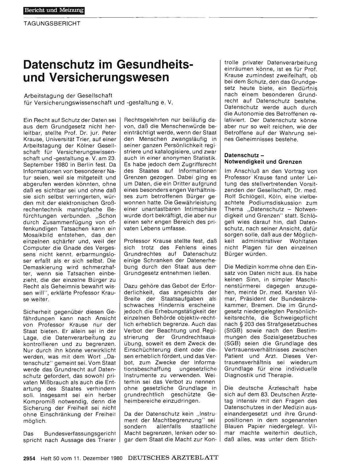 Vorschauseite 1: Datenschutz im Gesundheitsund Versicherungswesen: Arbeitstagung der Gesellschaft für Versicherungswissenschaft und -gestaltung e. V.