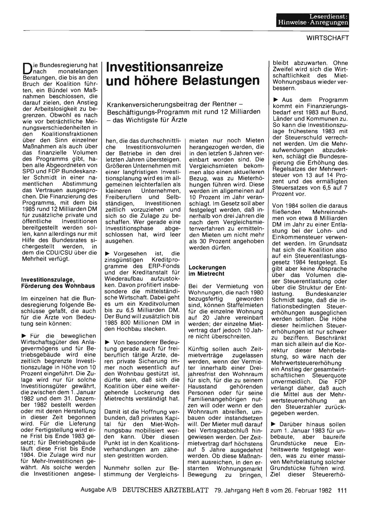 Vorschauseite 1: Investitionsanreize und höhere Belastungen