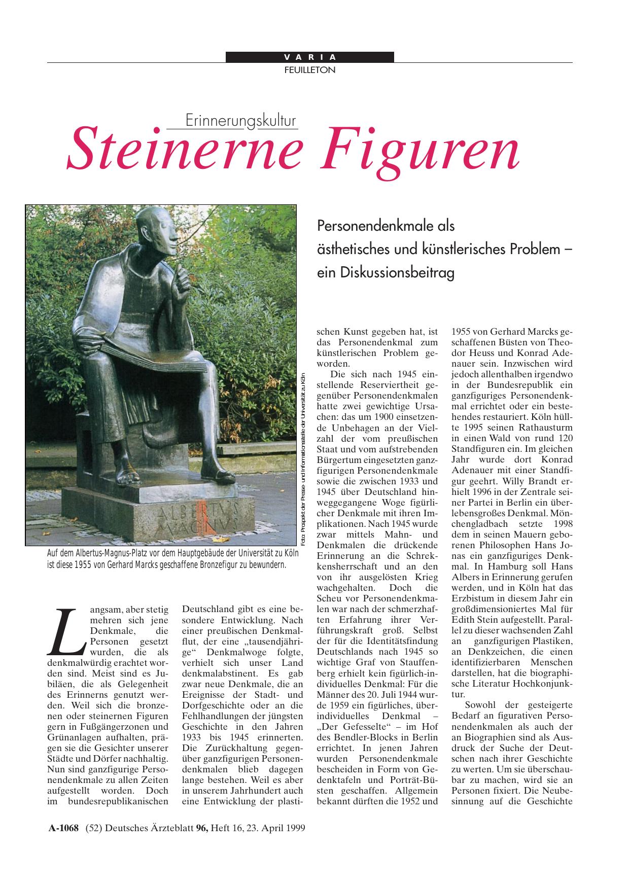 Vorschauseite 1: Erinnerungskultur Steinerne Figuren