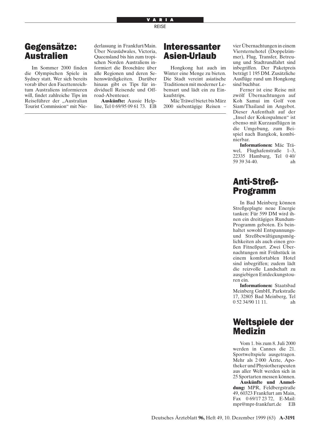 Vorschauseite 1: Weltspiele der Medizin