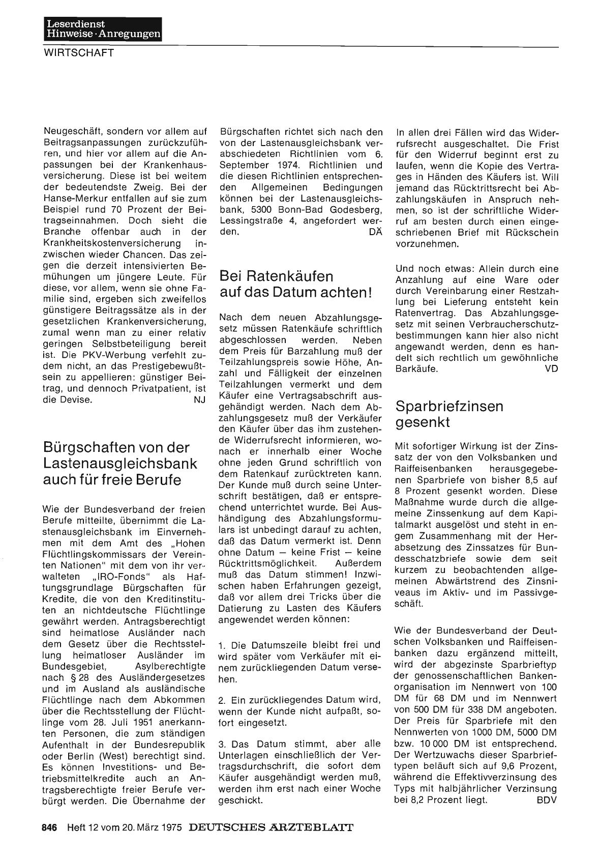 Vorschauseite 1: Sparbriefzinsen gesenkt