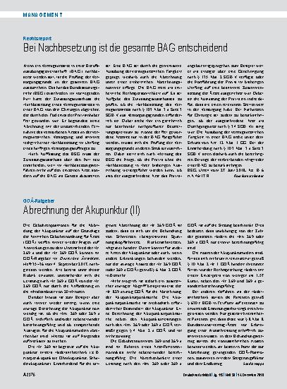 Vorschauseite 1: Rechtsreport: Bei Nachbesetzung ist die gesamte BAG entscheidend