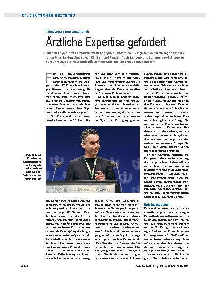 Vorschauseite 1: Klimaschutz und Gesundheit: Ärztliche Expertise gefordert