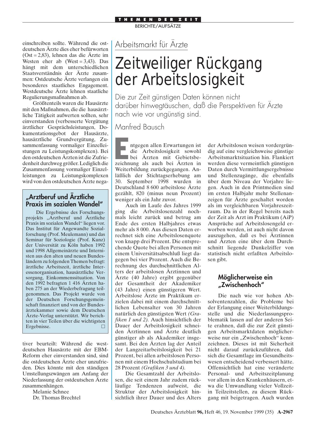 Vorschauseite 1: „Arztberuf und Ärztliche Praxis im sozialen Wandel„