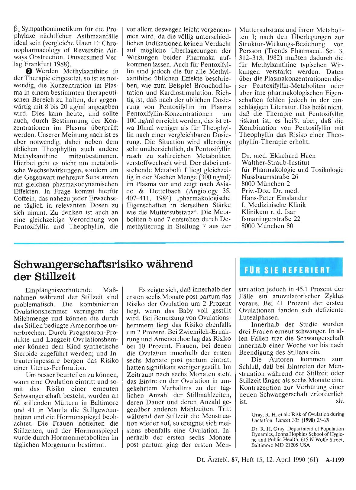Vorschauseite 1: Schwangerschaftsrisiko während der Stillzeit