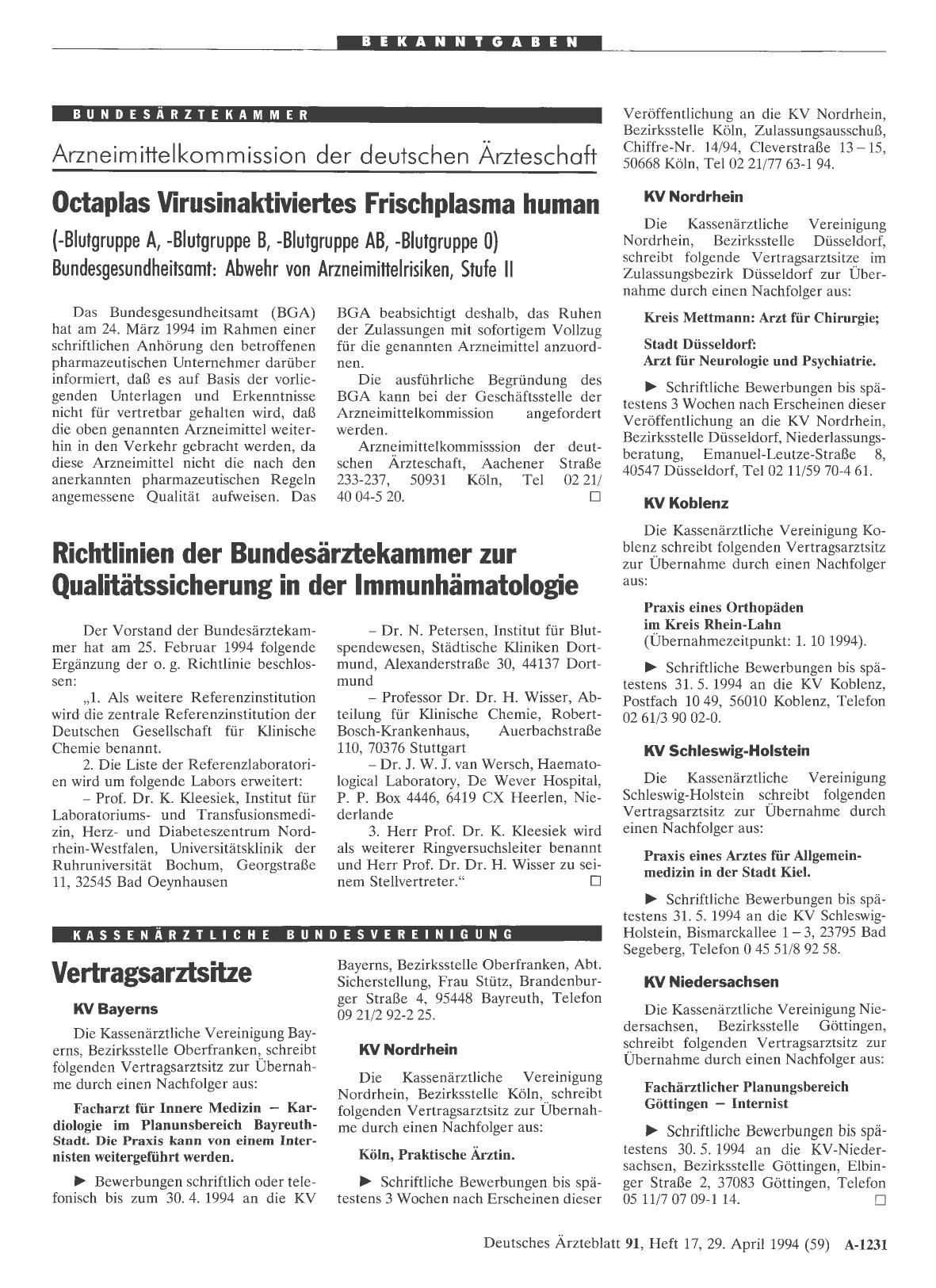 Vorschauseite 1: Vertragsarztsitze
