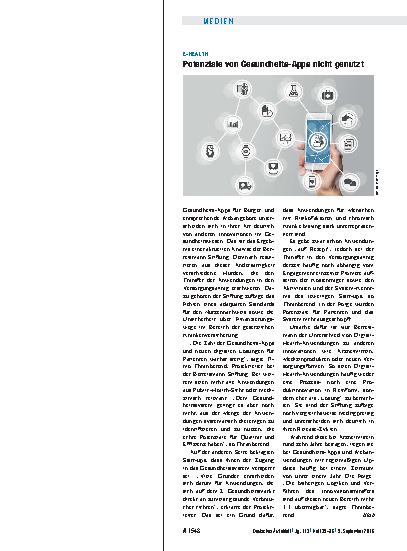 Vorschauseite 1: E-Health: Potenziale von Gesundheits-Apps nicht genutzt